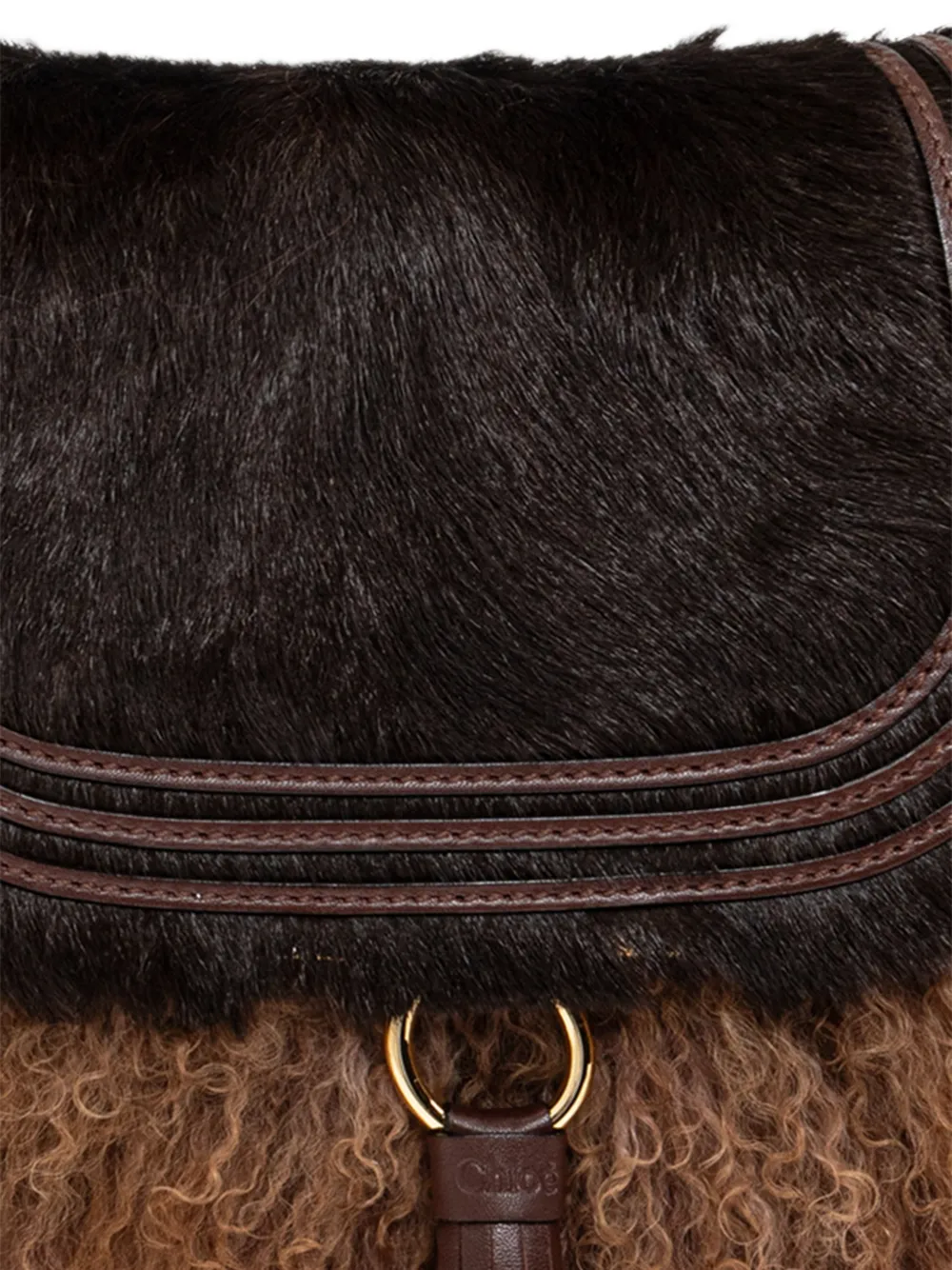 Chloé small Marcie Foulard bag in pony leather & shearling Bruin