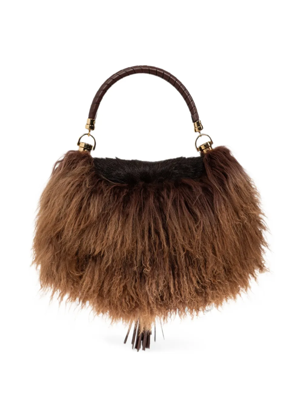 Chloé small Marcie Foulard bag in pony leather & shearling Bruin