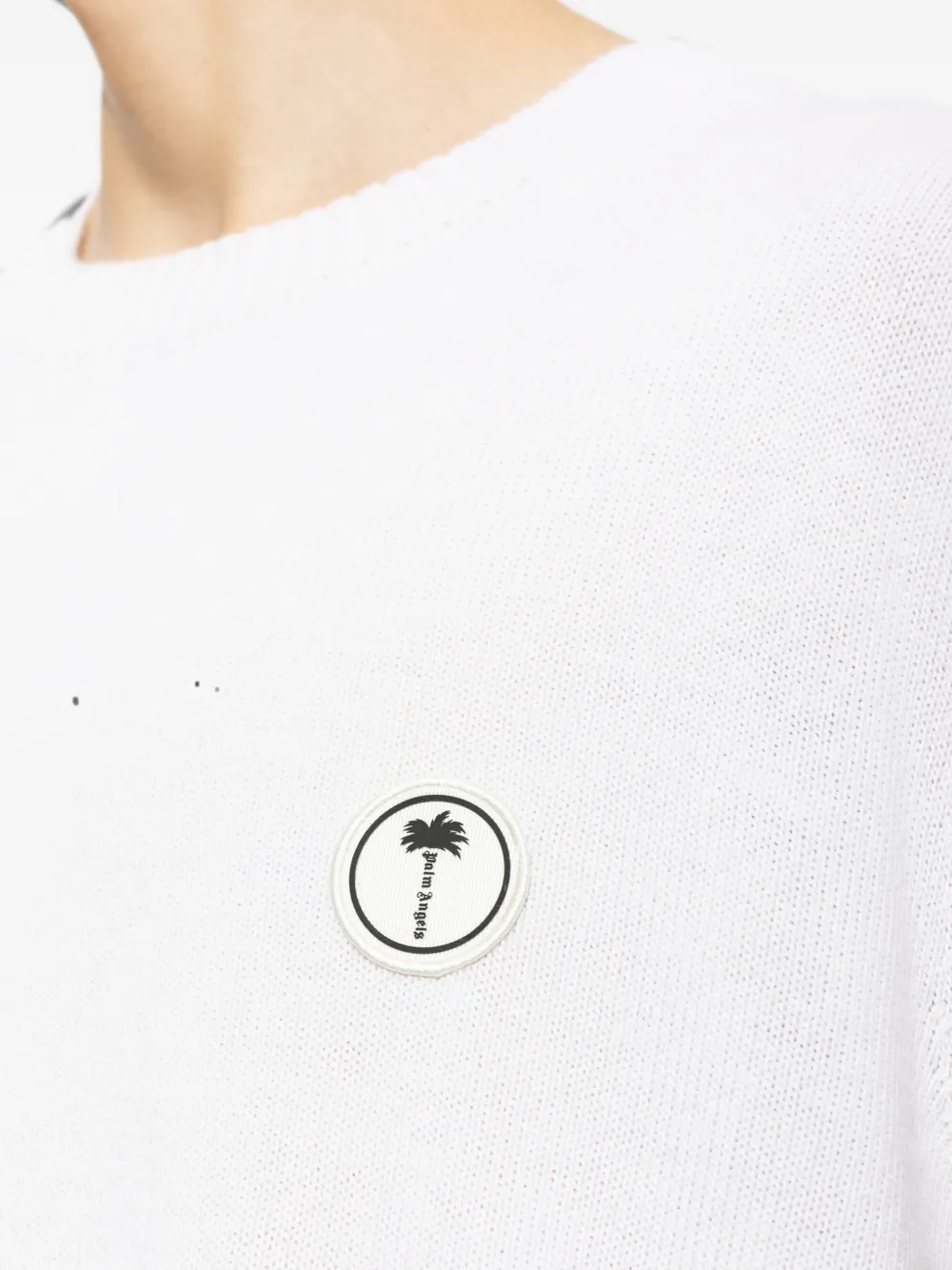 Palm Angels logo-patch wool sweater Wit
