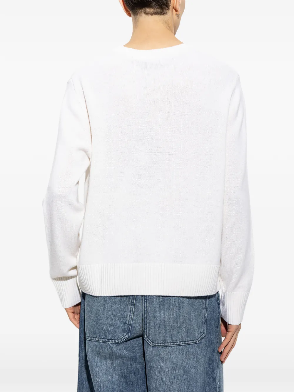Palm Angels logo-patch wool sweater Wit