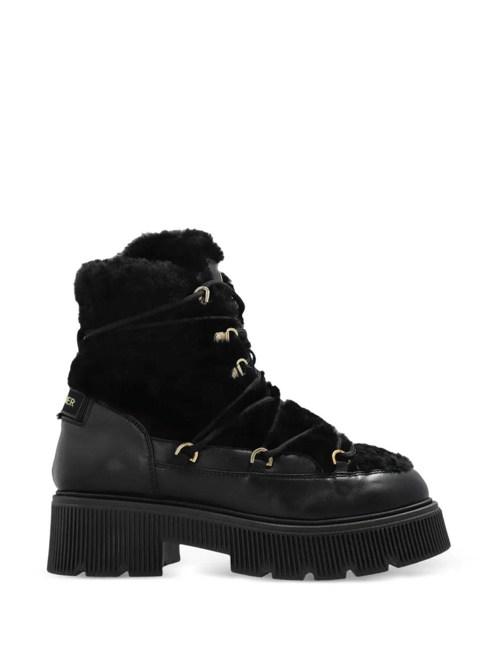 BOGNER fur-panelled logo-patch ankle boots - Schwarz