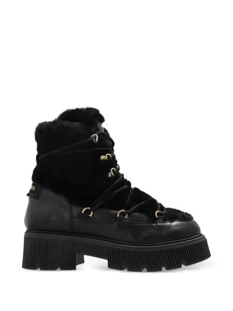 BOGNER fur-panelled logo-patch ankle boots