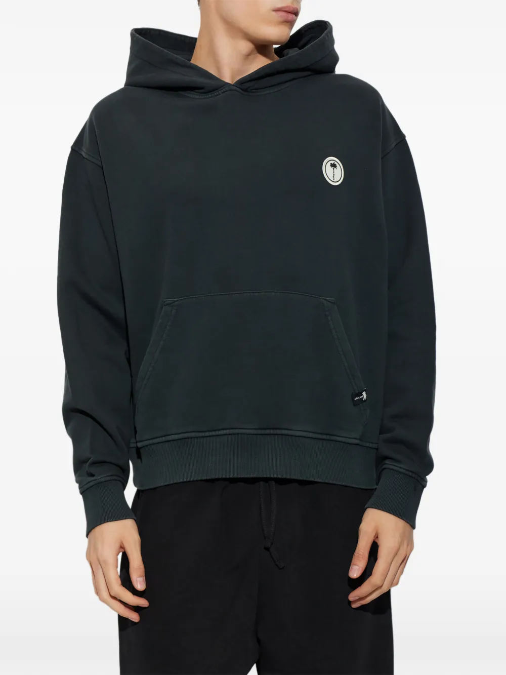 Palm Angels logo-patch hoodie Blauw