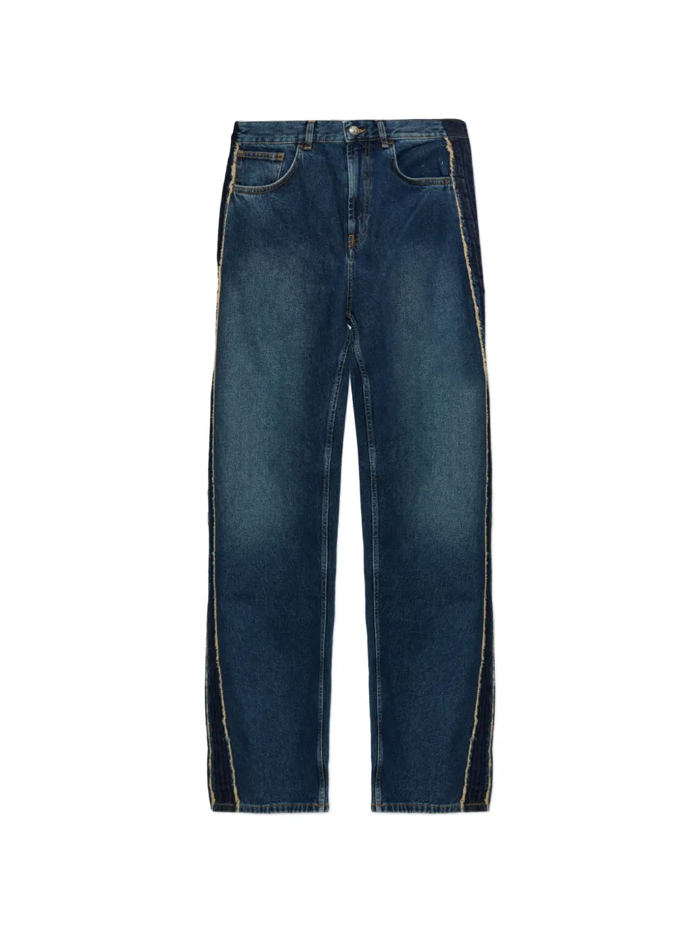 Palm Angels frayed-detail logo-print jeans - Blu