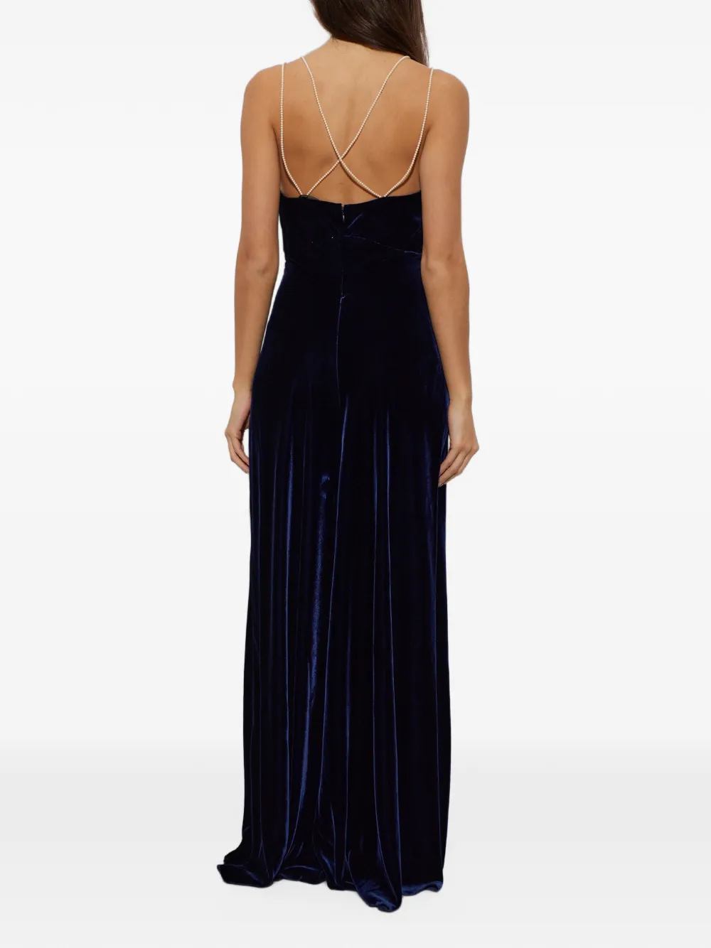 Forte V-neck sleeveless maxi dress Blauw
