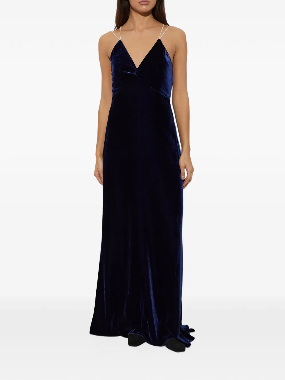 Forte V-neck sleeveless maxi dress Blauw