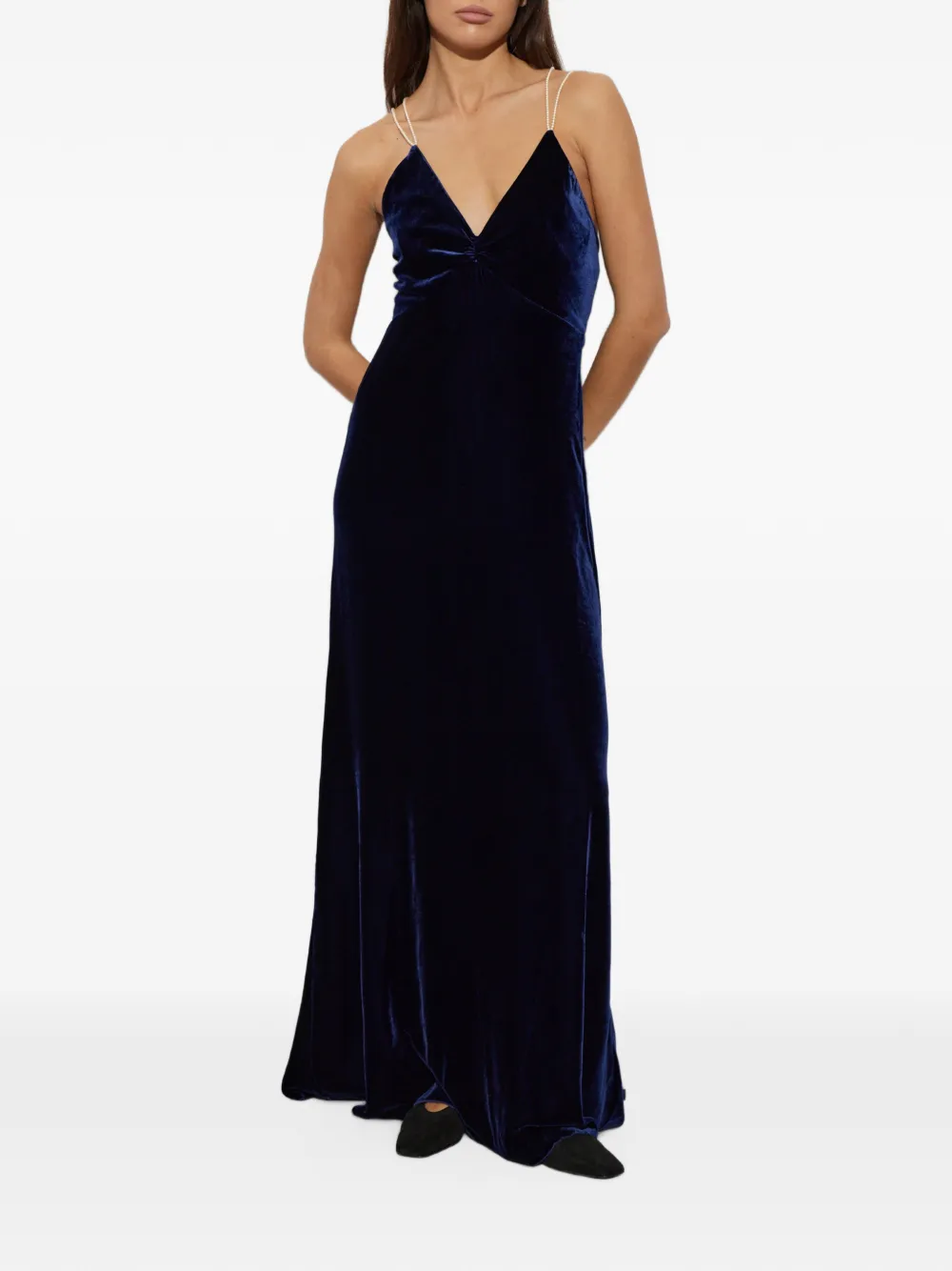 Forte V-neck sleeveless maxi dress Blauw