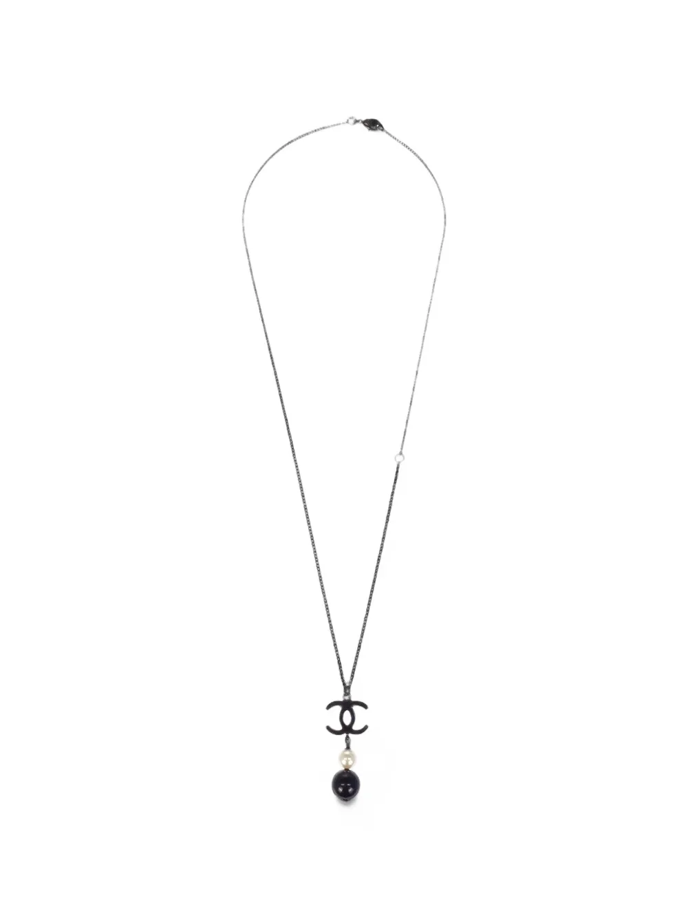 CHANEL Pre-Owned CC faux-pearl pendant necklace - Schwarz
