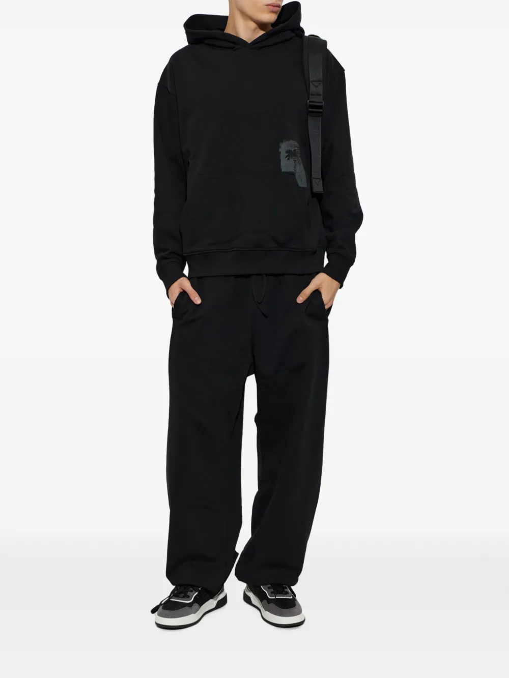 Palm Angels palm-print hoodie Zwart