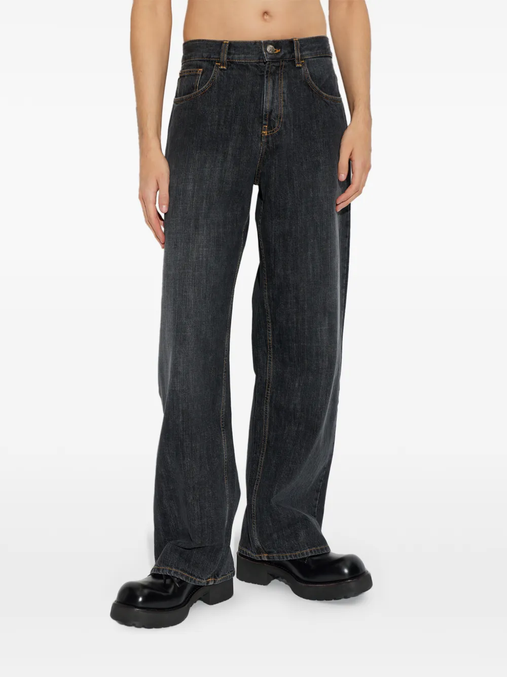 Palm Angels five-pocket straight-leg jeans Zwart