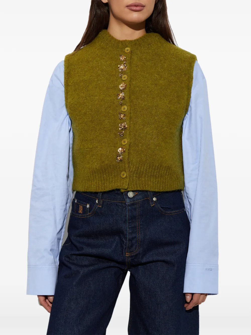 Forte appliqué-embellished waistcoat Groen