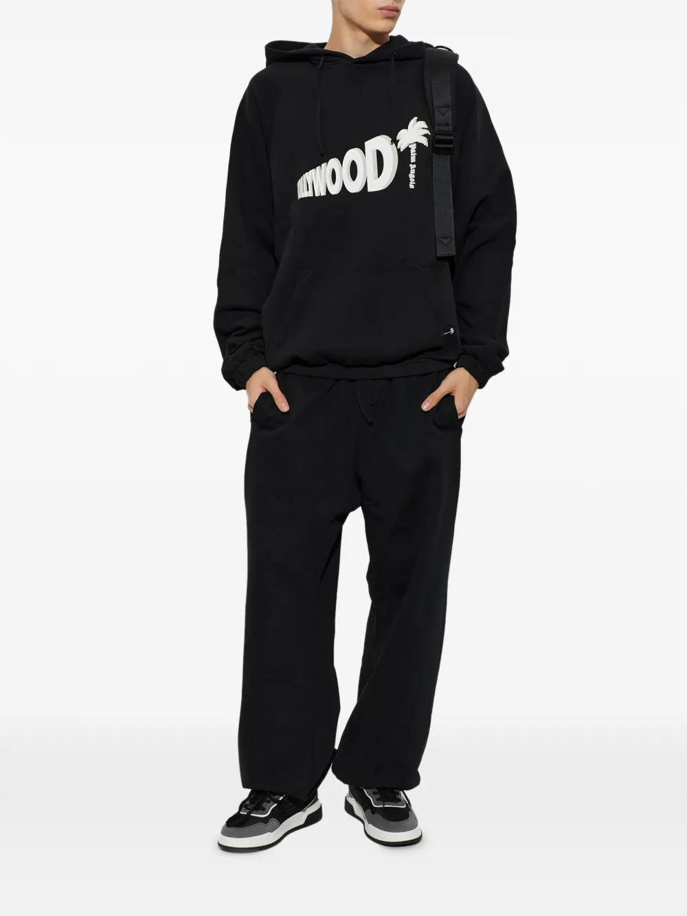 Palm Angels logo-motif hoodie Zwart