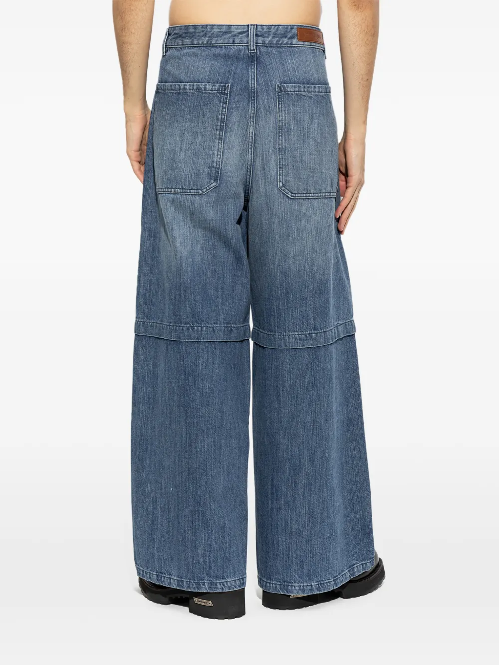 Palm Angels layered logo-print jeans Blauw
