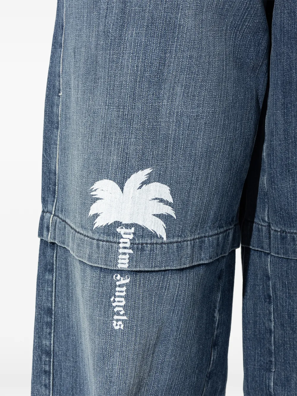 Palm Angels layered logo-print jeans Blauw