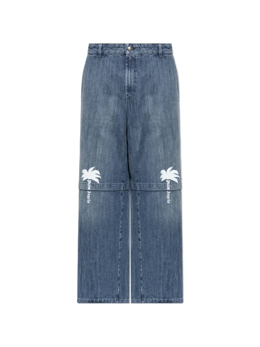 Palm Angels layered logo-print jeans Blauw