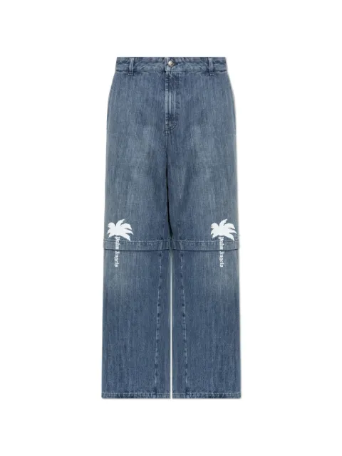 Palm Angels layered logo-print jeans