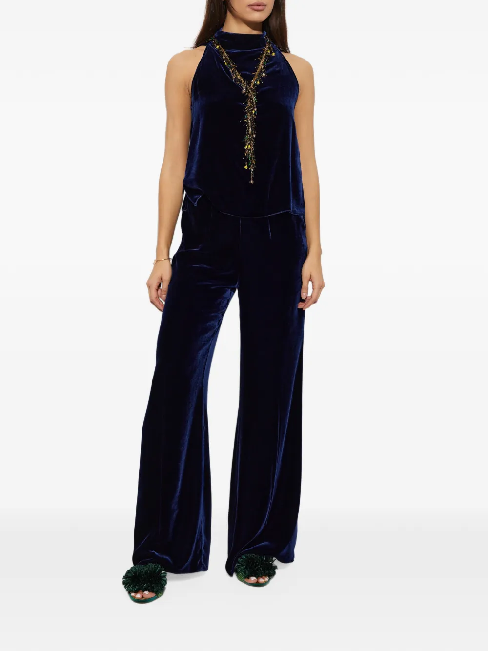 Forte velvet wide-leg trousers Blauw