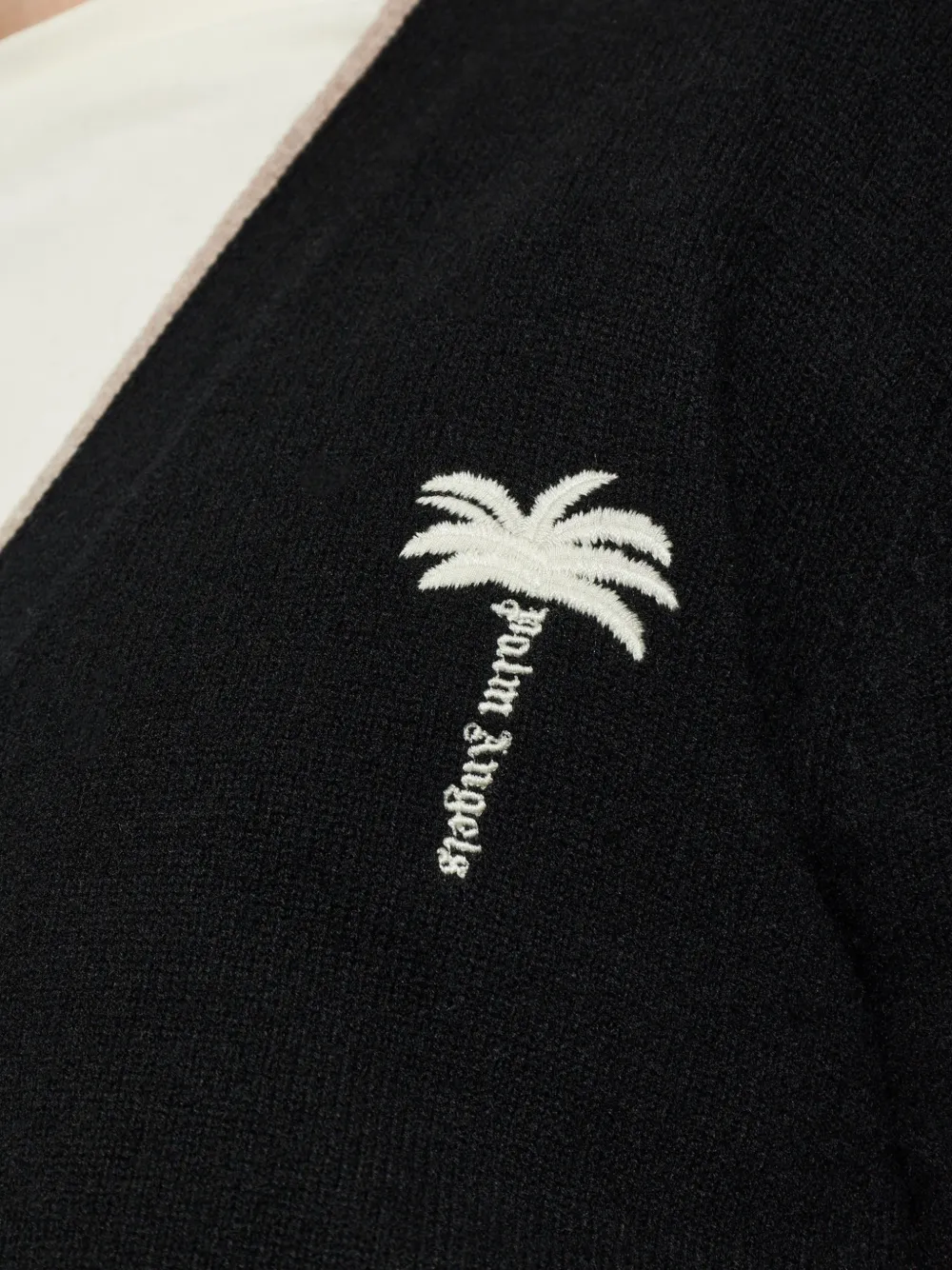 Palm Angels embroidered-logo wool cardigan Zwart
