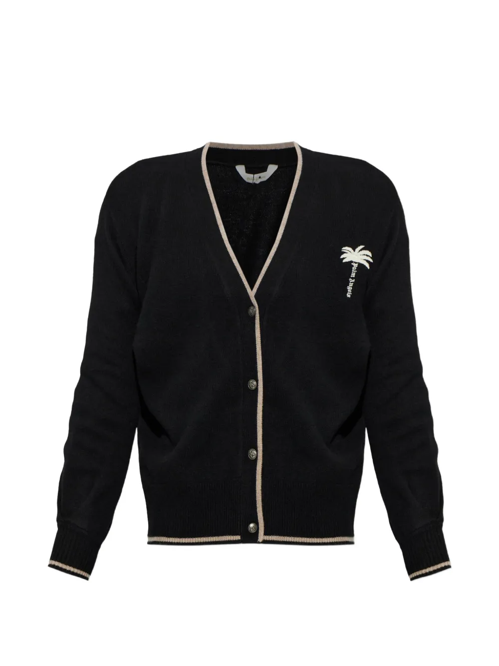 Palm Angels embroidered-logo wool cardigan - Nero