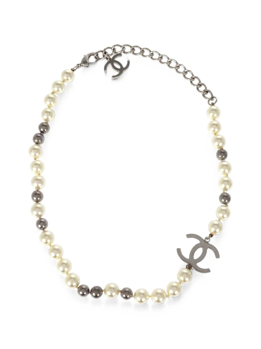 CHANEL Pre-Owned CC costume pearl necklace - Silber
