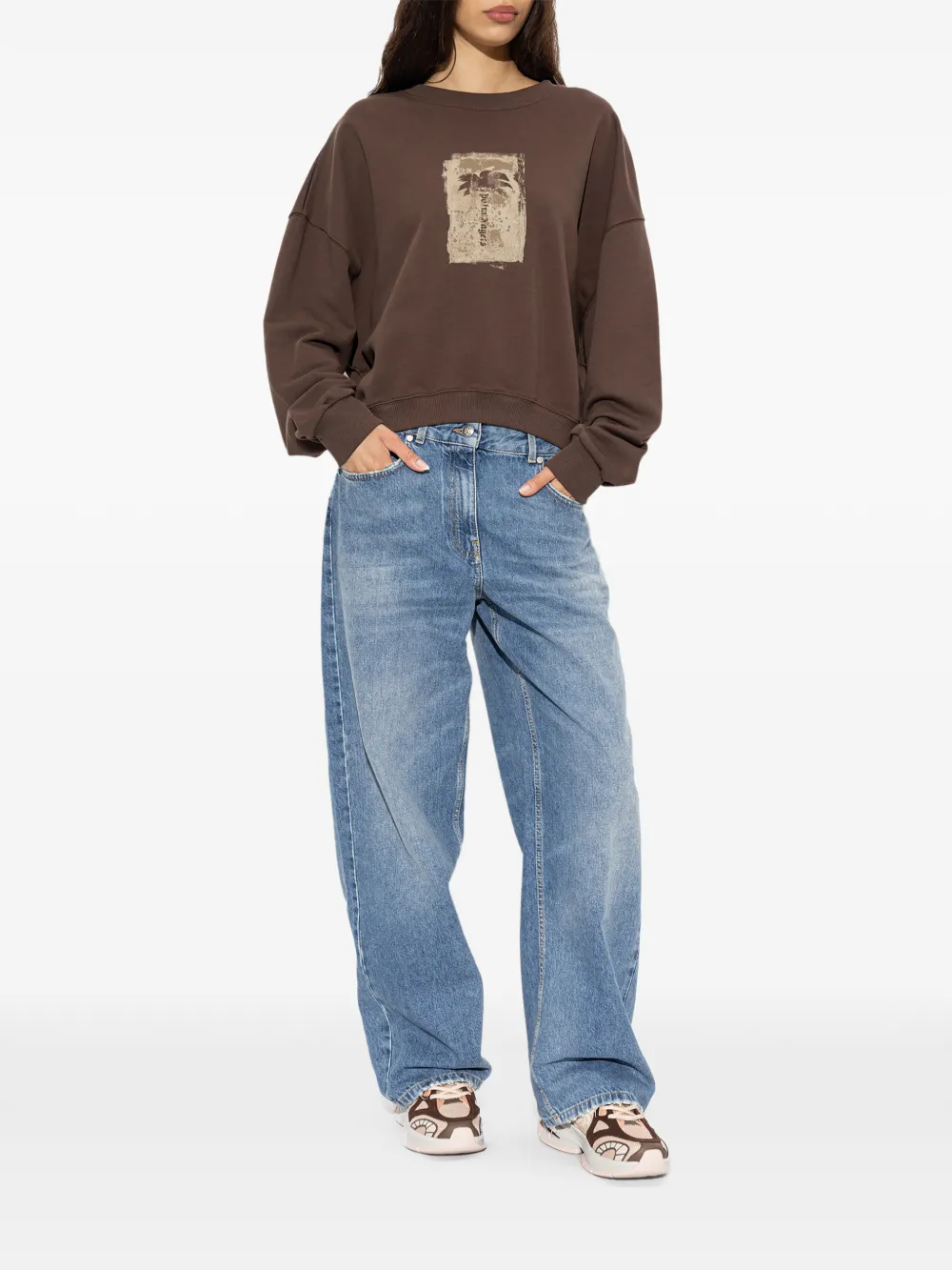 Palm Angels palm-print dropped-shoulder sweatshirt Bruin