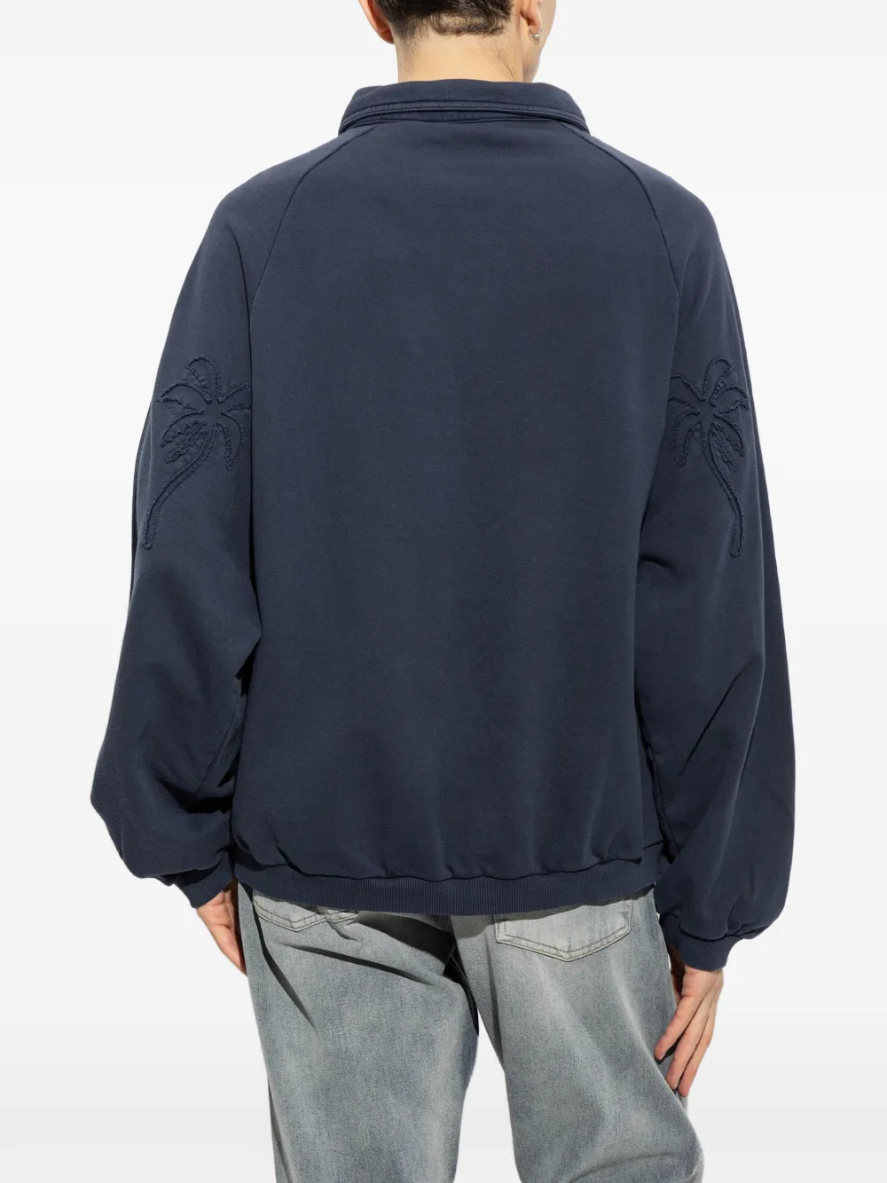 Palm Angels palm Shadow zipped crew polo shirt Blauw