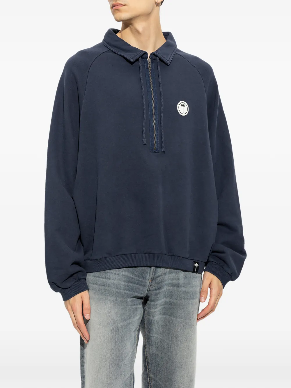 Palm Angels palm Shadow zipped crew polo shirt Blauw