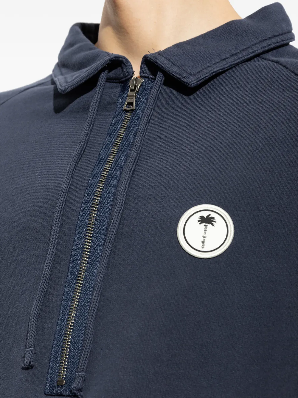 Palm Angels palm Shadow zipped crew polo shirt Blauw