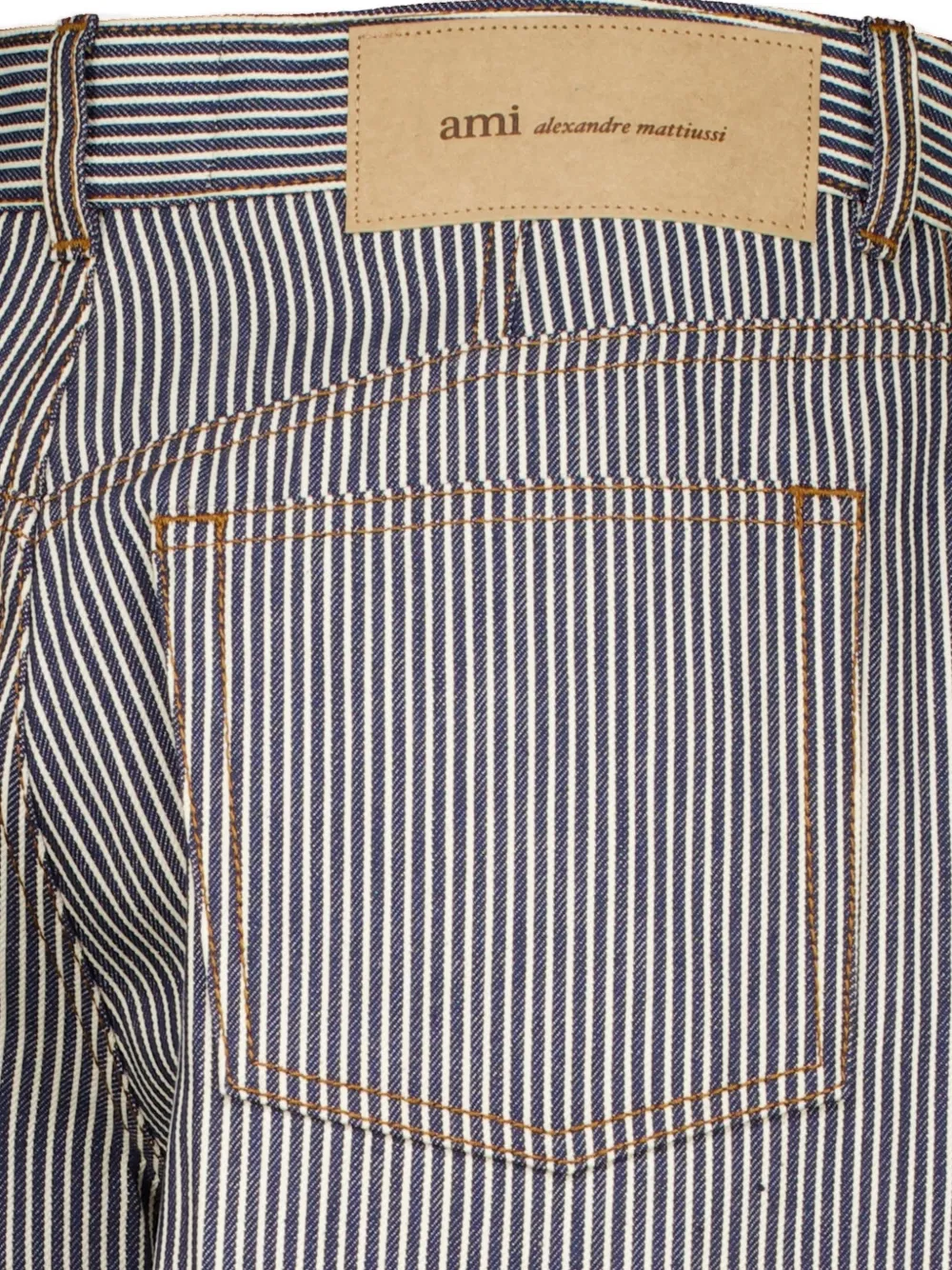 AMI Paris striped balloon-cut jeans Blauw