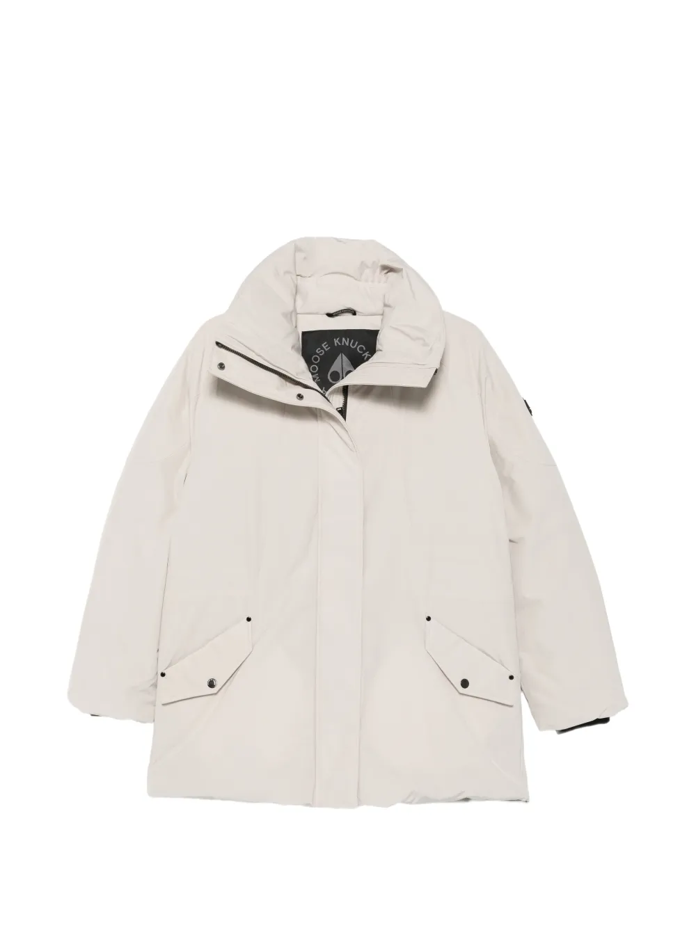 Moose Knuckles logo-patch funnel-neck jacket Beige