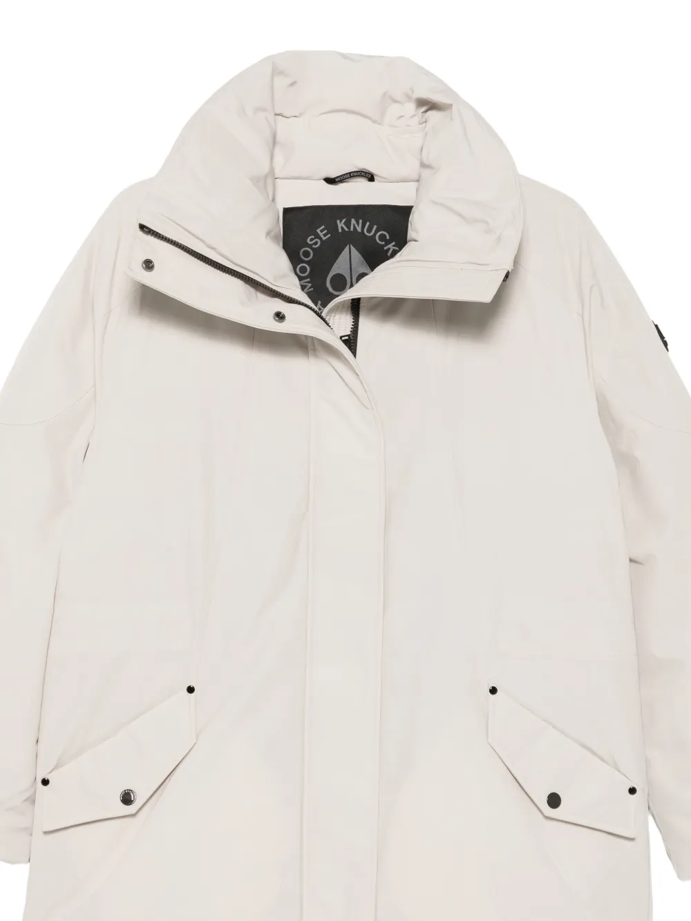 Moose Knuckles logo-patch funnel-neck jacket Beige