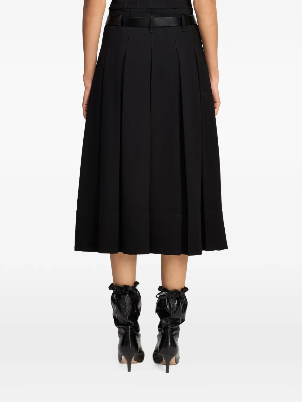 Cinq A Sept Rylee belted pleated midi skirt Zwart