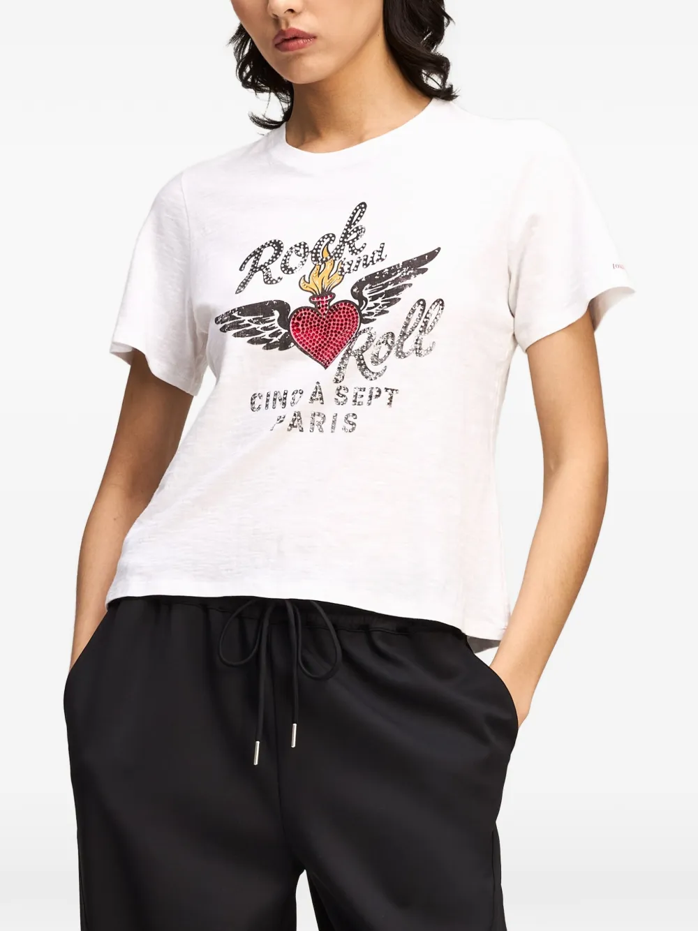 Cinq A Sept heatset-embellished L'Amour T-shirt Wit