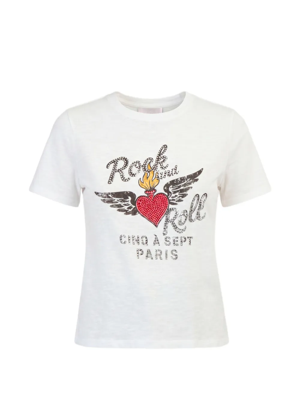 Cinq A Sept heatset-embellished L'Amour T-shirt Wit