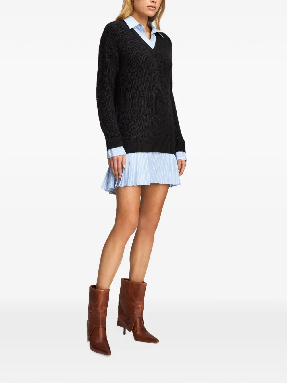 Cinq A Sept Loreli layered-effect pleated mini dress Blauw
