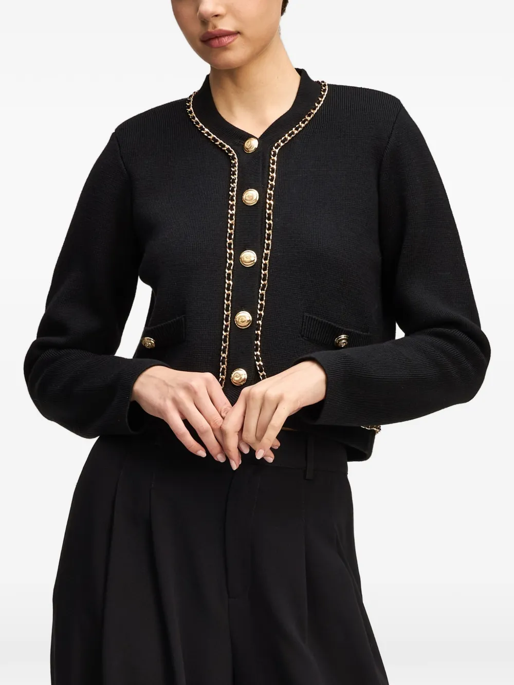 Cinq A Sept Benoite chain-trim cardigan Zwart