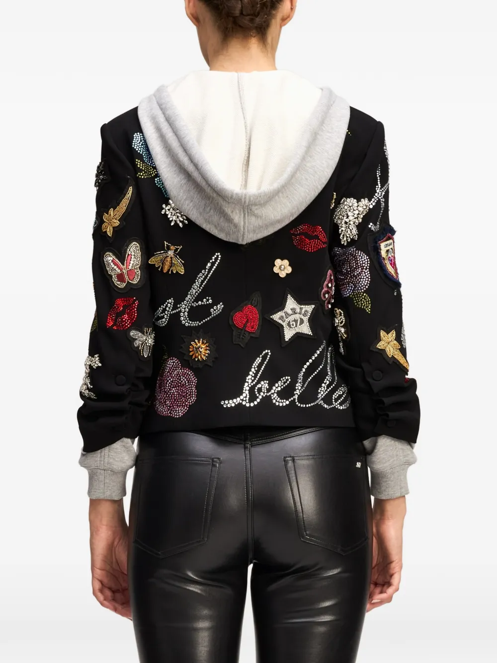 Cinq A Sept Khloe embellished hooded blazer Zwart