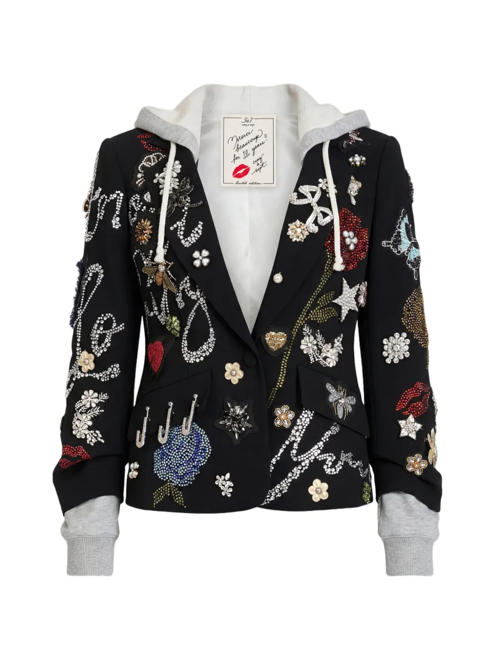 Cinq A Sept Khloe embellished hooded blazer Zwart