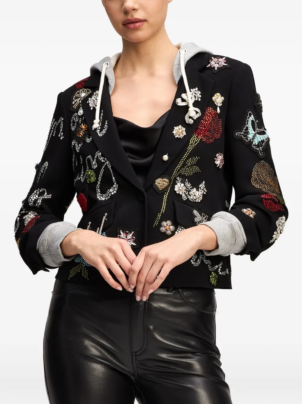Cinq A Sept Khloe embellished hooded blazer Zwart