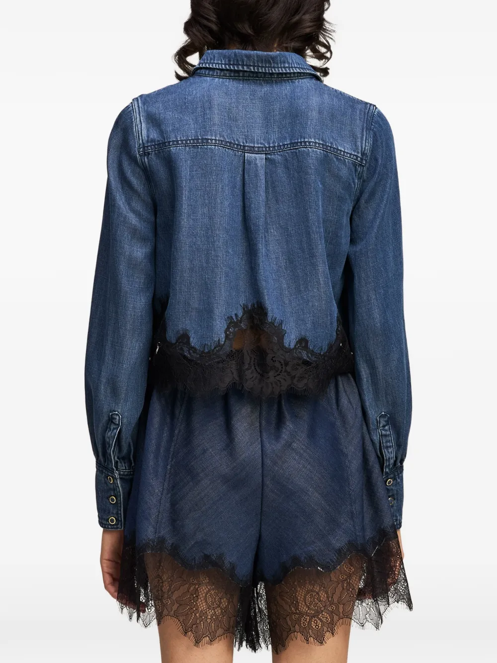 Cinq A Sept Greta lace-trimmed shirt Blauw