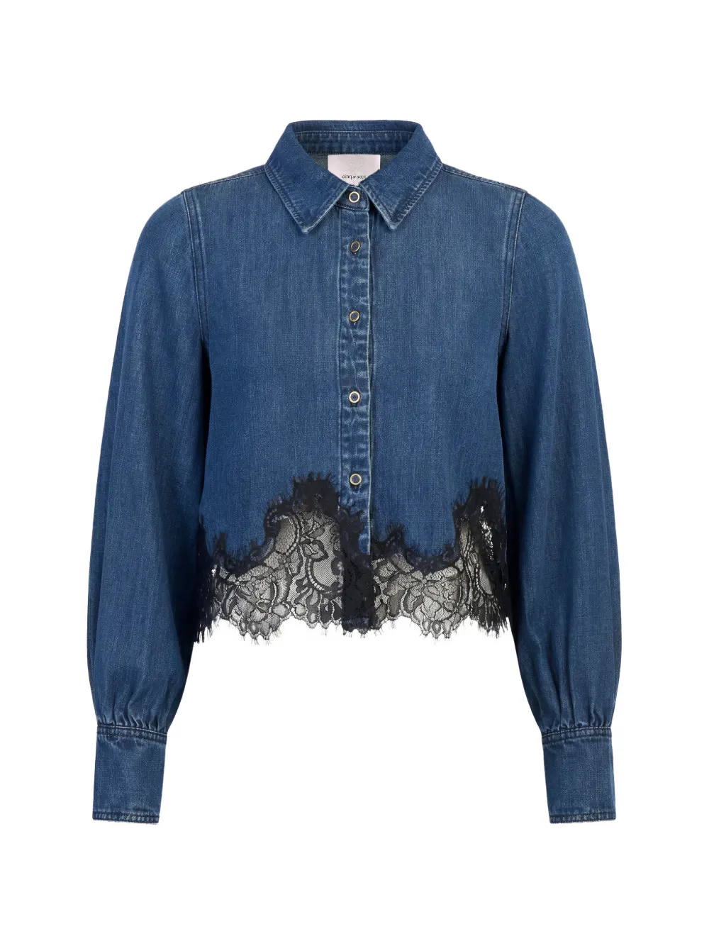 Cinq A Sept Greta lace-trimmed shirt Blauw