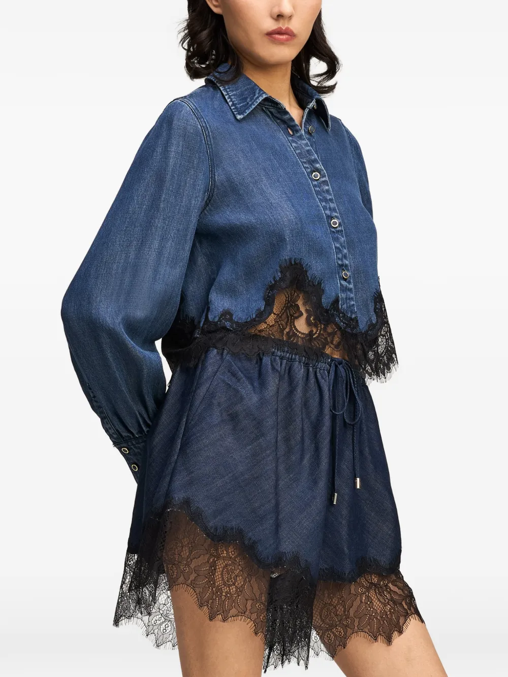 Cinq A Sept Greta lace-trimmed shirt Blauw