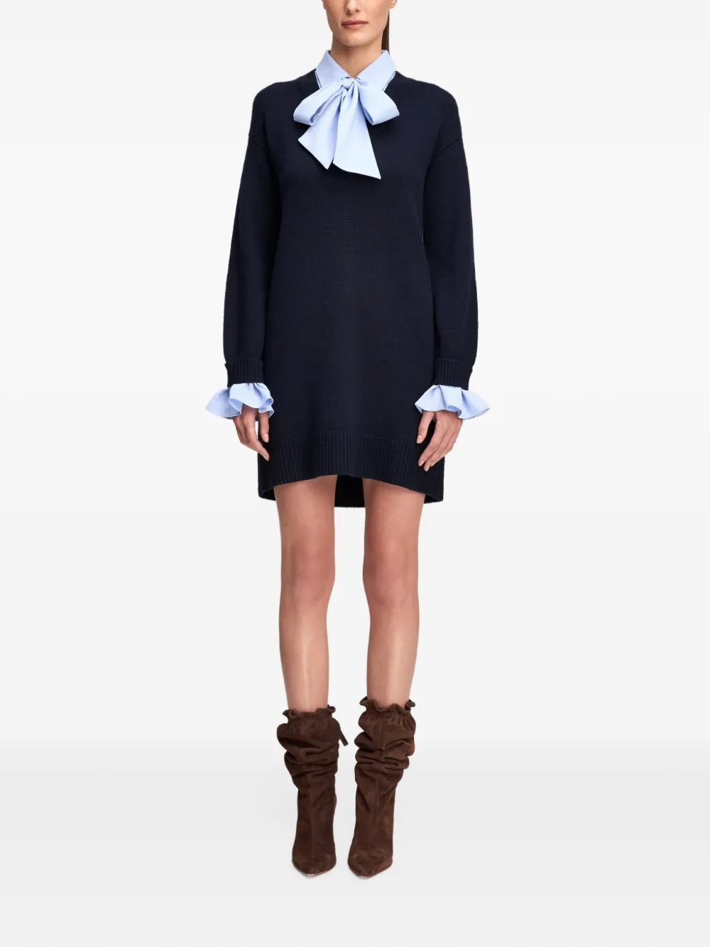 Cinq A Sept Tammy bow-detail layered mini dress Blauw