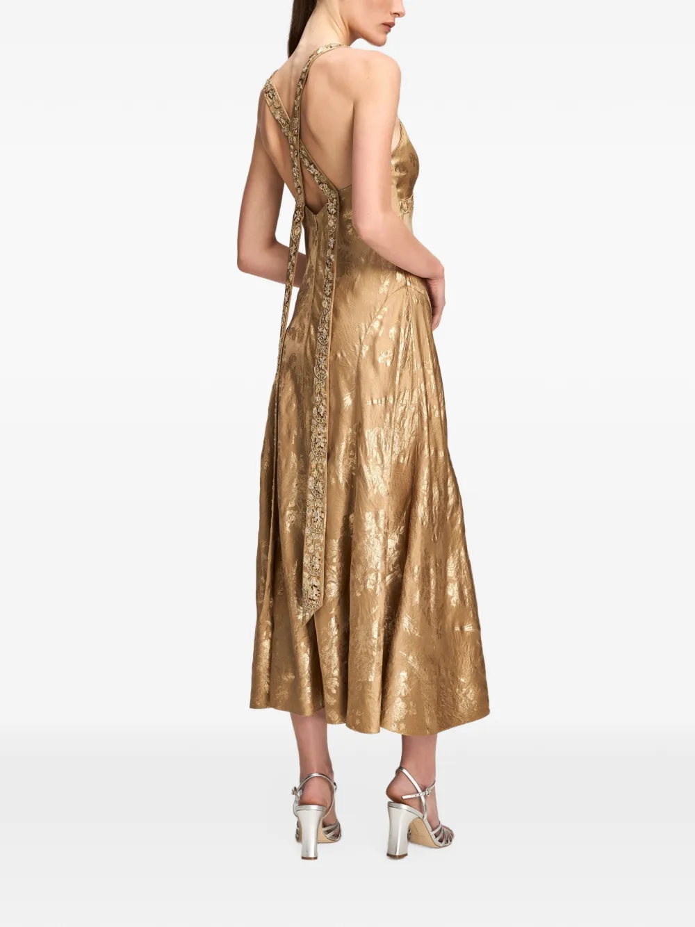 Cinq A Sept Gilded Peony Thalie midi dress Goud