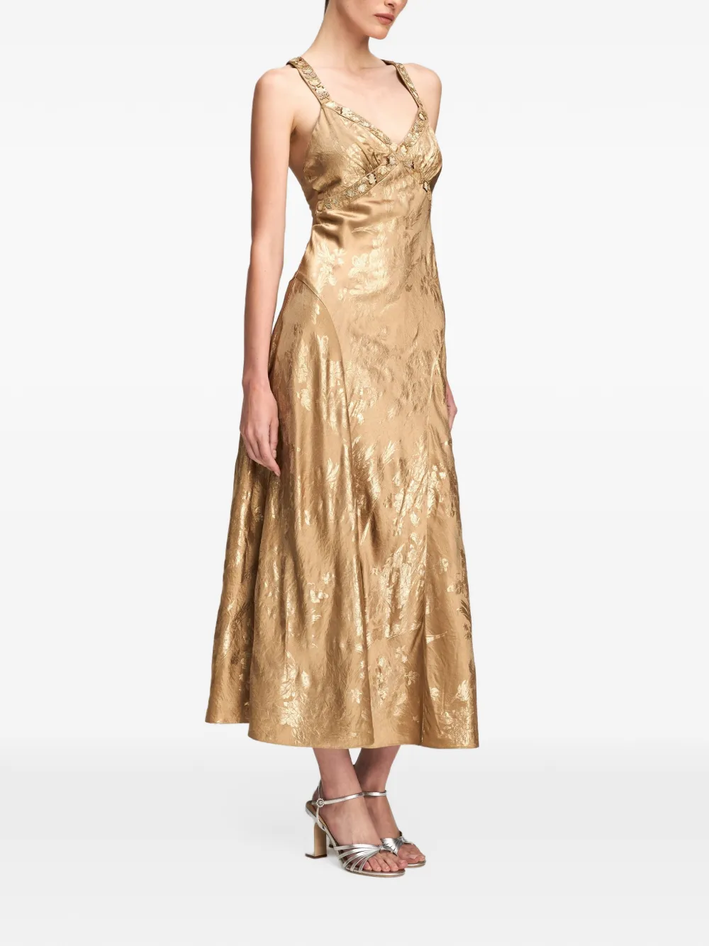 Cinq A Sept Gilded Peony Thalie midi dress Goud