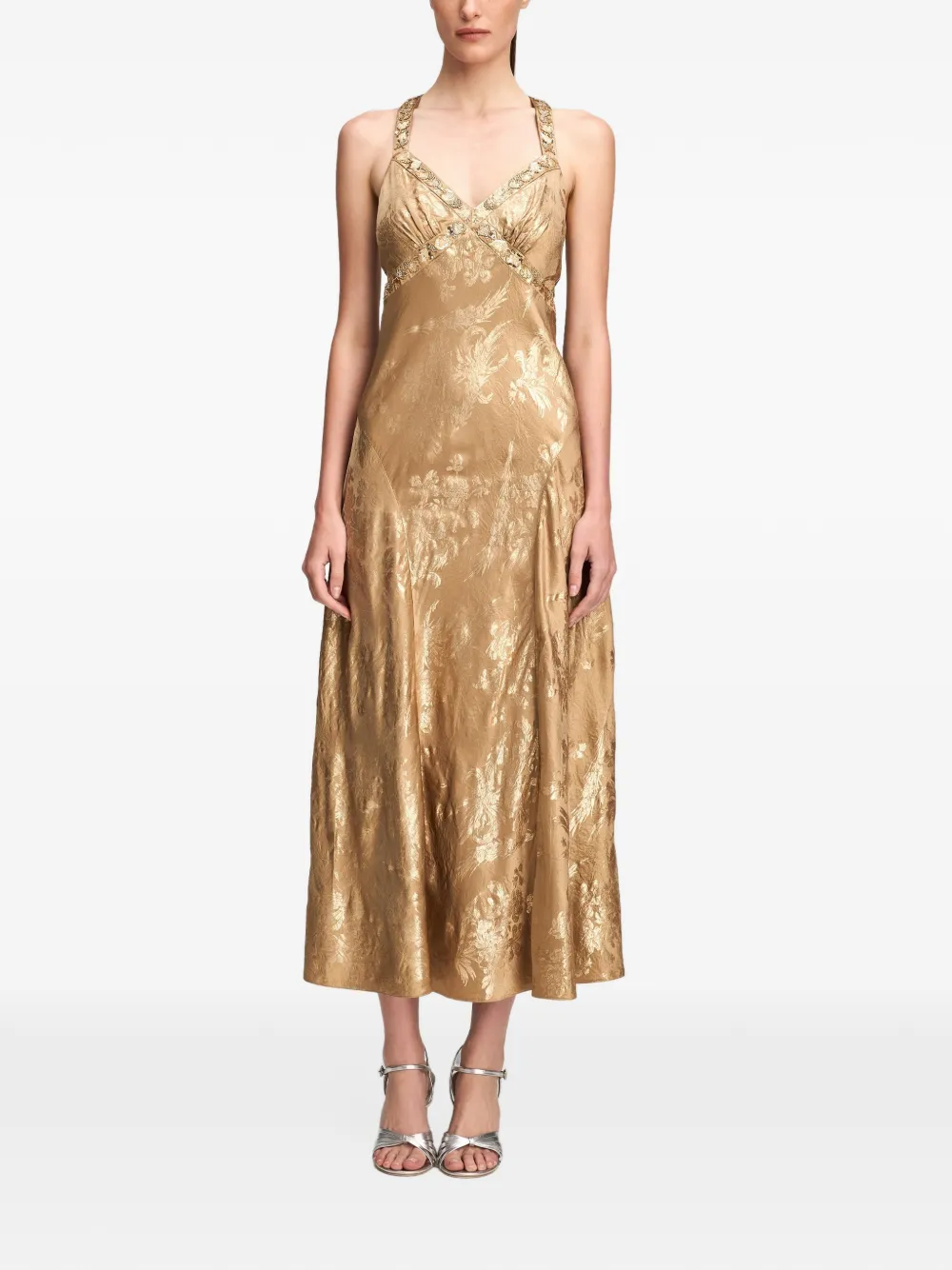 Cinq A Sept Gilded Peony Thalie midi dress Goud