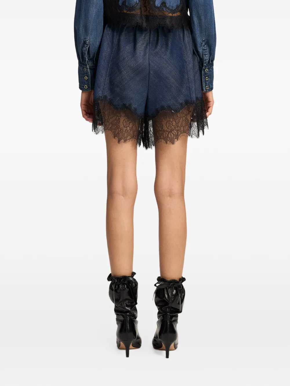 Cinq A Sept Verne lace-trim shorts Blauw