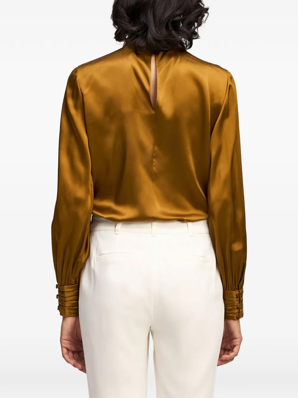 Cinq A Sept Jayla high-neck silk top Geel