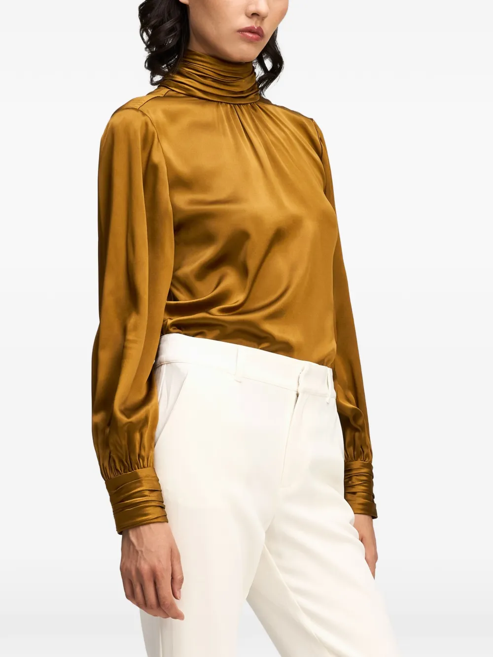 Cinq A Sept Jayla high-neck silk top Geel