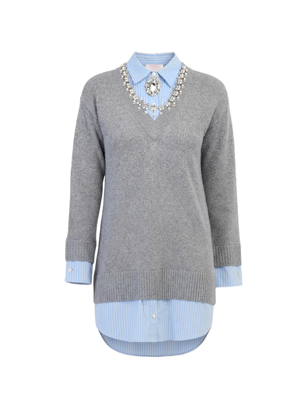 Cinq A Sept Santina crystal-embellished layered mini dress - Grigio